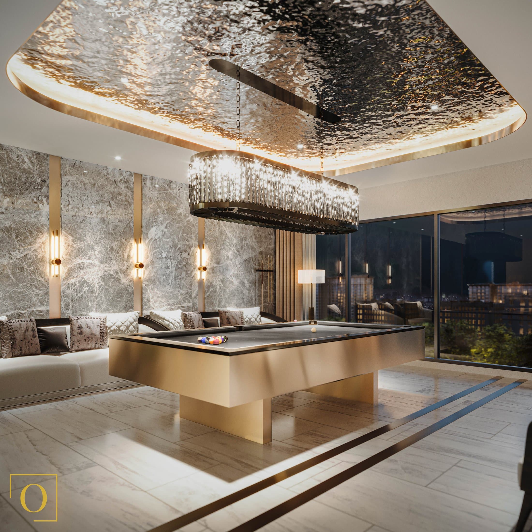 Grand Solaire Noble games room with billiards table