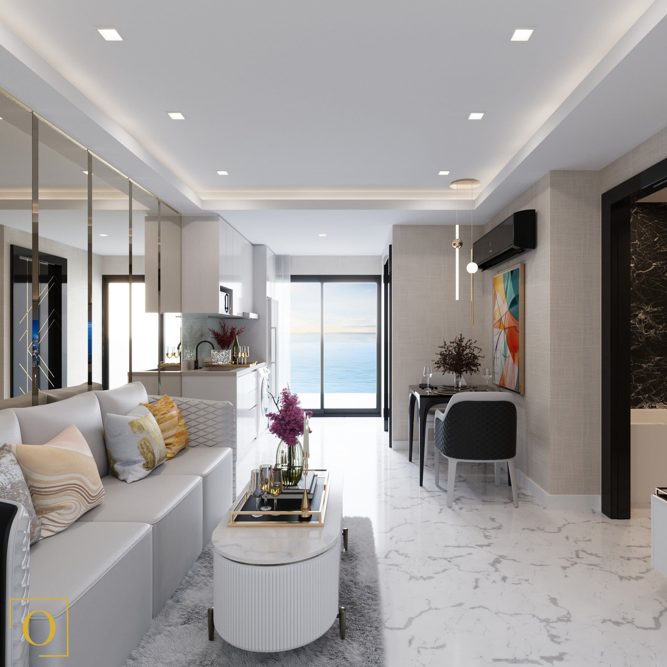 Grand Solaire Noble suite living room with sea view