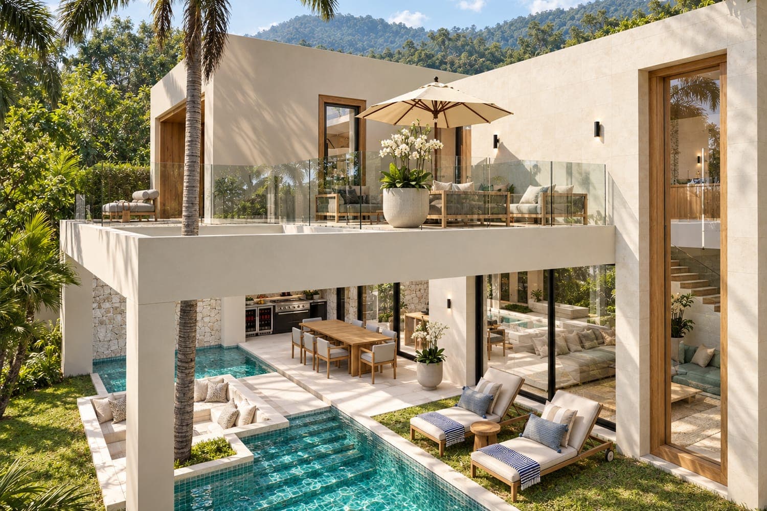 Green Valley villa with private pool, sunken sala and upper terrace