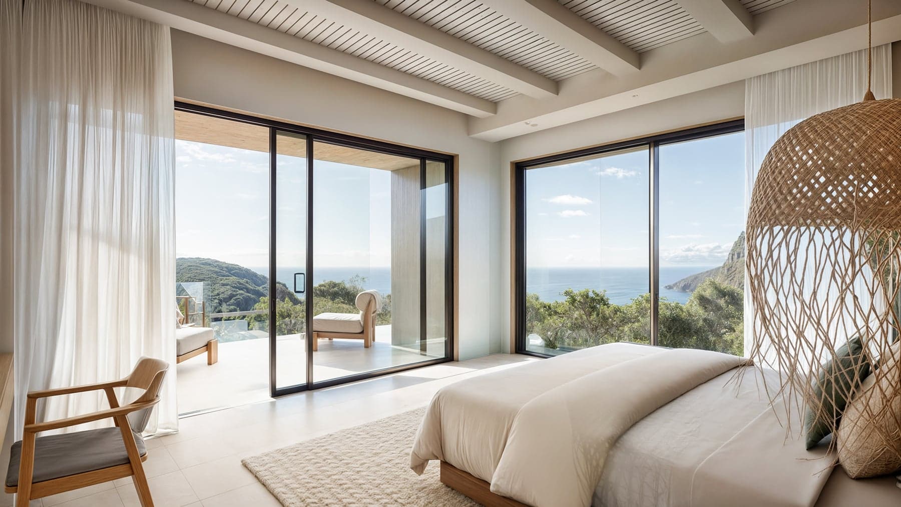 Green Valley master bedroom with sea-facing balcony
