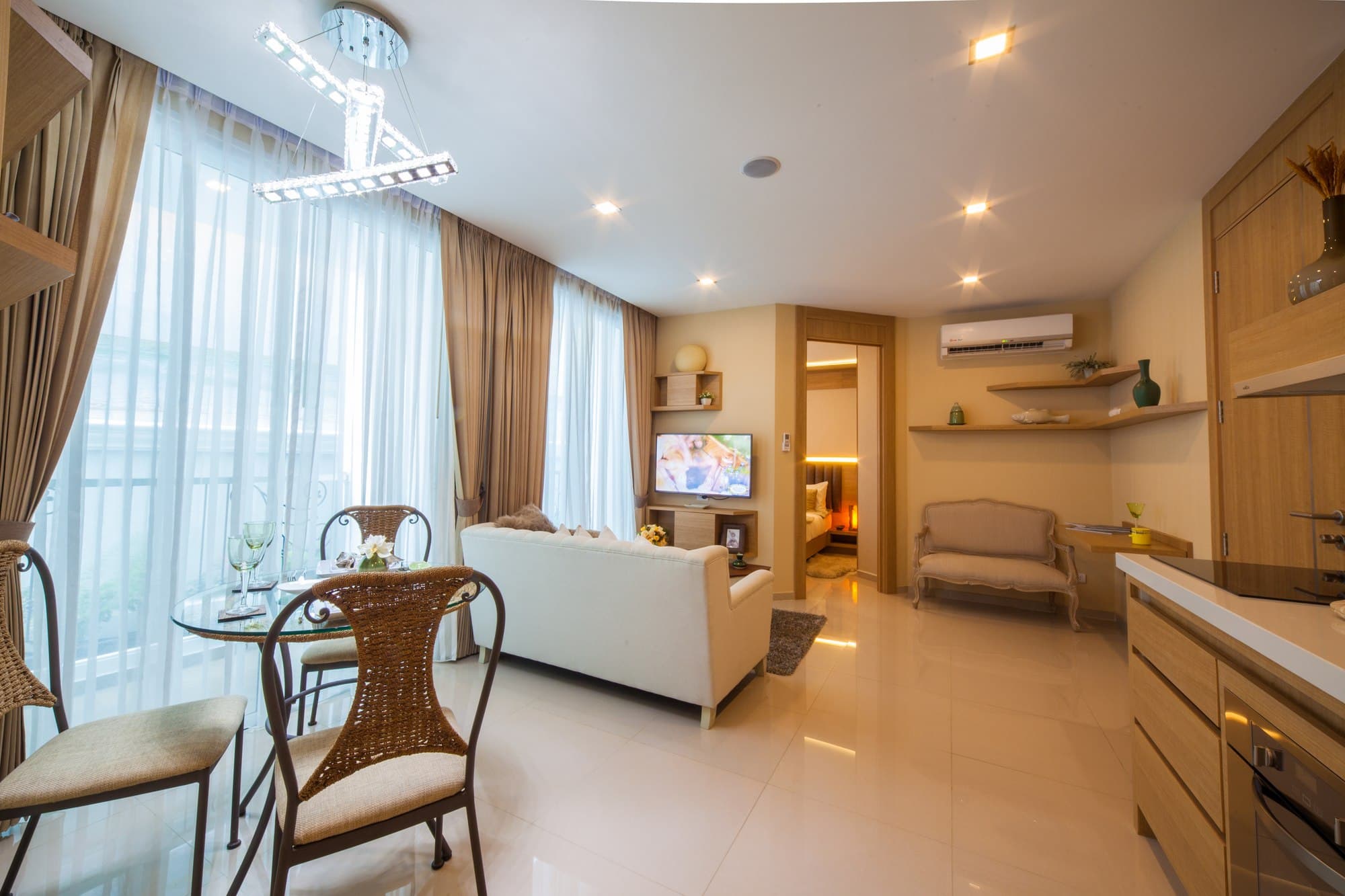 Olympus City Garden living and dining area